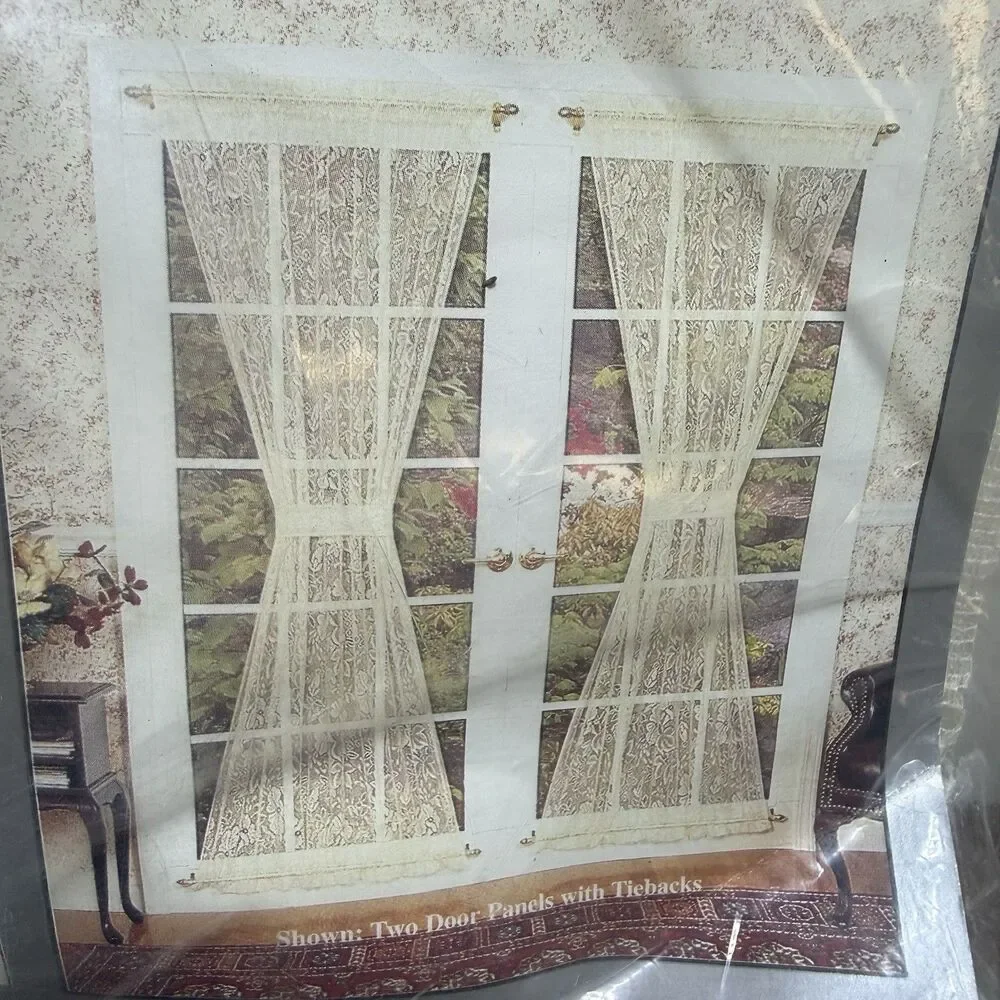 VTG Quaker Lace Claridge Door Panel Curtain 40x45 Ivory NOS Cottagecore Cabin